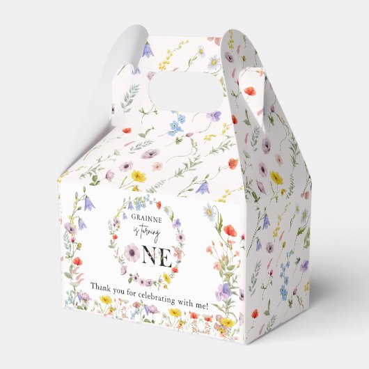 Voorjaars Wilde bloem Eerste verjaardag Bedankdoosjes (Voorkant Zijde)