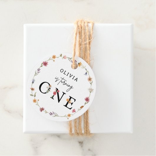 Voorjaars Wilde bloem Eerste verjaardag Bedankjes Labels (In situ)