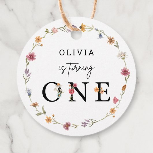 Voorjaars Wilde bloem Eerste verjaardag Bedankjes Labels (Achterkant)