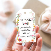 Voorjaars Wilde bloem Eerste verjaardag Cadeaulabel