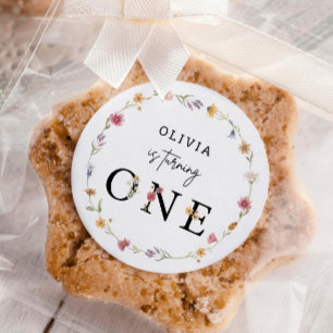 Voorjaars Wilde bloem Eerste verjaardag Ronde Sticker