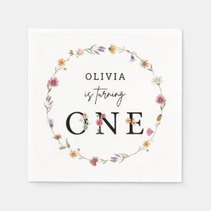 Voorjaars Wilde bloem Eerste verjaardag Servet