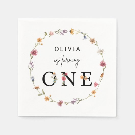 Voorjaars Wilde bloem Eerste verjaardag Servet (Voorkant)