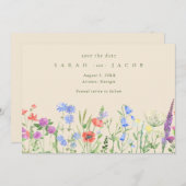 Voorjaars Wildflower Boho Wedding Save the Date (Voorkant / Achterkant)