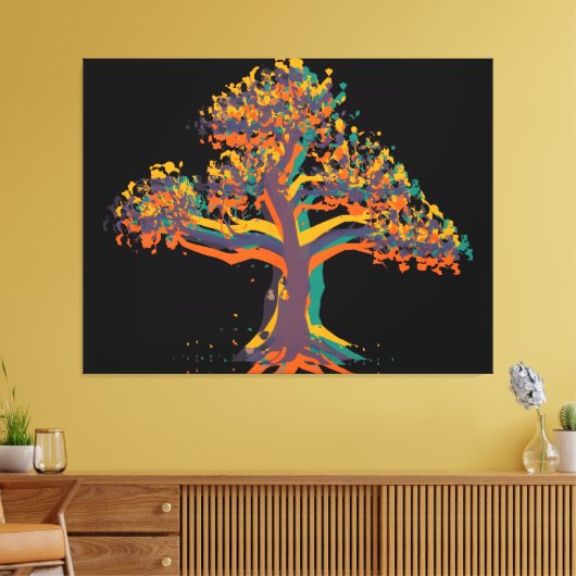 Voorjaars zomernajaarswinterboom #4 canvas afdruk (Insitu (Woonkamer))
