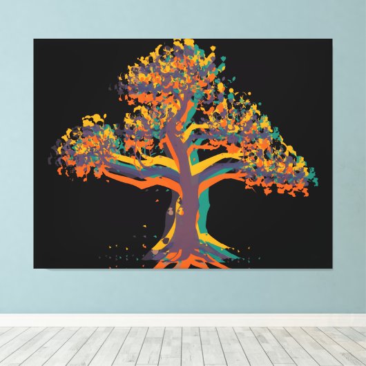 Voorjaars zomernajaarswinterboom #4 canvas afdruk (Insitu (Houten vloer))