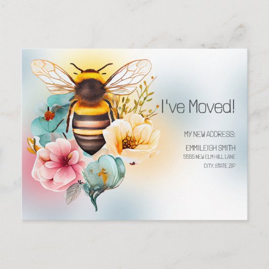 Voorjaarsbijeenkomst Waterverf Floral Bee Briefkaart (Voorkant)