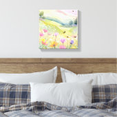 Voorjaarsbijen Bloemenvelden | Bloemrijke kleurrij Canvas Afdruk (Insitu (Slaapkamer))