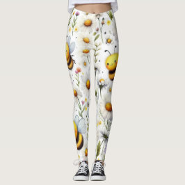 Voorjaarsbijen en madeliefjes leggings