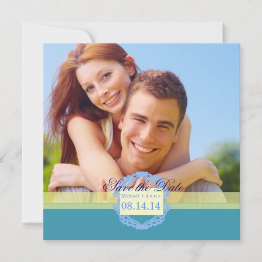 Voorjaarsblauw, behalve de datum save the date (Voorkant)