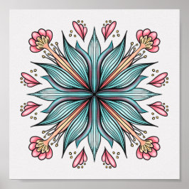 Voorjaarsbloei: geometrische bloemen poster