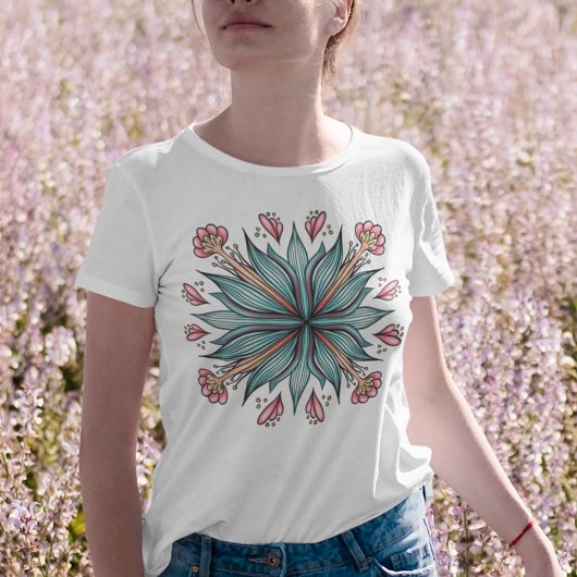 Voorjaarsbloei: geometrische bloemen t-shirt