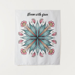 Voorjaarsbloei: geometrische bloemen wandkleed
