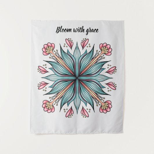 Voorjaarsbloei: geometrische bloemen wandkleed (Voorkant)