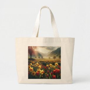 voorjaarsbloeistraling grote tote bag