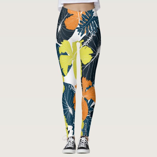 Voorjaarsbloem:  bloemtextuur leggings (Voorkant)