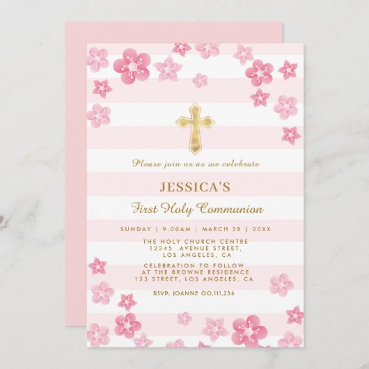 Voorjaarsbloem eerste holy communiqué kaart (Voorkant / Achterkant)