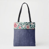 Voorjaarsbloem en denim tote bag (Voorkant)