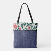 Voorjaarsbloem en denim tote bag (Achterkant)