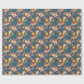 Voorjaarsbloemen en eekhoorns cadeaupapier (Vlak)