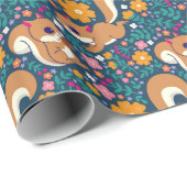 Voorjaarsbloemen en eekhoorns cadeaupapier (Rol Hoek)