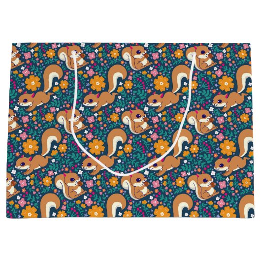 Voorjaarsbloemen en eekhoorns groot cadeauzakje (Voorkant)