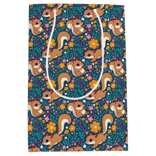 Voorjaarsbloemen en eekhoorns medium cadeauzakje (Voorkant)