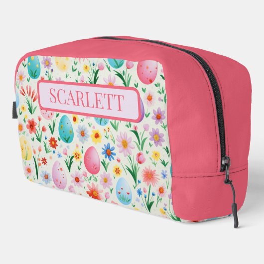 Voorjaarsbloemen en paaseieren gepersonaliseerd toilettasje (Rechterhoek)