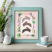 Voorjaarsbloemen en springende konijnen | poster