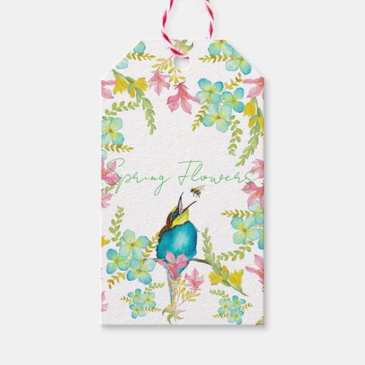 Voorjaarsbloemen waterverf cadeaulabel (Voorkant)