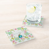 Voorjaarsbloemen waterverf glazen onderzetter (Schuin)