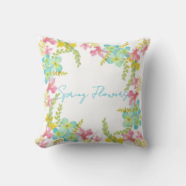 Voorjaarsbloemen waterverf kussen