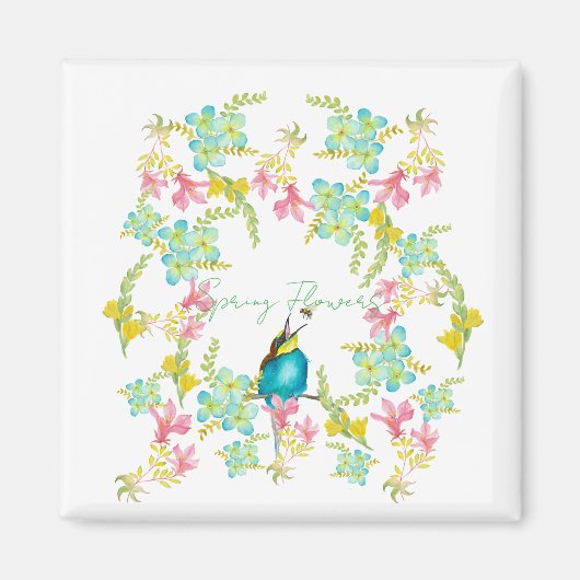 Voorjaarsbloemen waterverf magneet (Voorkant)