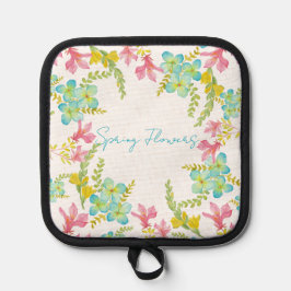 Voorjaarsbloemen waterverf pannenlap