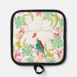 Voorjaarsbloemen waterverf pannenlap