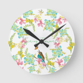 Voorjaarsbloemen waterverf ronde klok