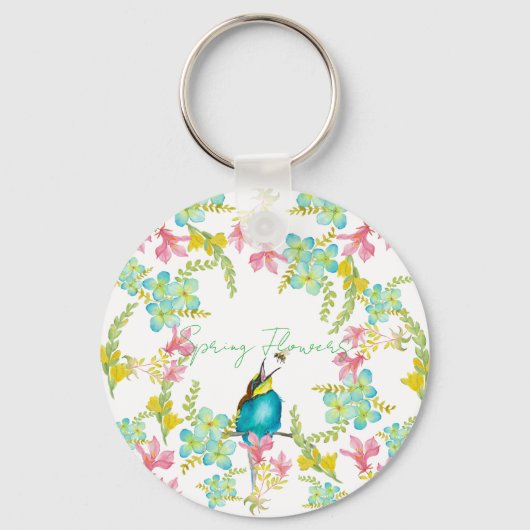 Voorjaarsbloemen waterverf sleutelhanger (Voorkant)