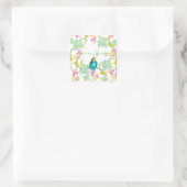 Voorjaarsbloemen waterverf vierkante sticker (Tas)