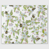 Voorjaarsbloesems en hommels cadeaupapier (Vlak)
