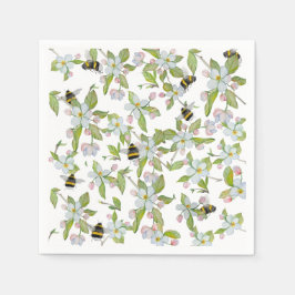 Voorjaarsbloesems en hommels servet