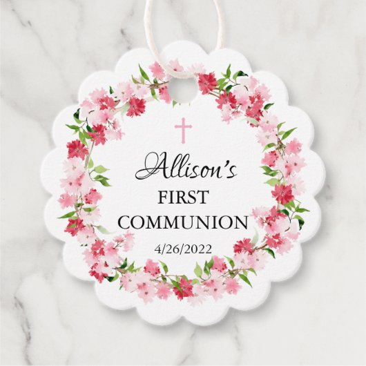 Voorjaarsbloesems Floral Communie Bedankjes Labels (Voorkant)