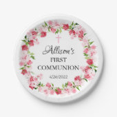 Voorjaarsbloesems Floral Communie Papieren Bordje (Voorkant)