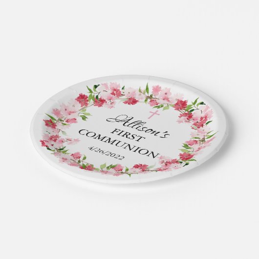 Voorjaarsbloesems Floral Communie Papieren Bordje (Gekanteld)