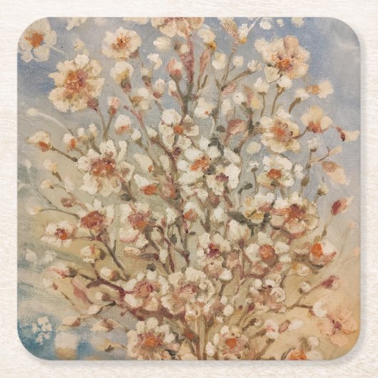  voorjaarsbloesems kartonnen onderzetters (Voorkant)