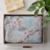 Voorjaarsbloesems met 2 kleine vogeltjes tissuepapier (Geschenk)