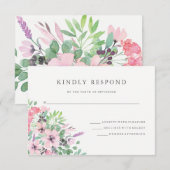 voorjaarsboeket | Waterverf Bloemen Huwelijk RSVP (Voorkant / Achterkant)