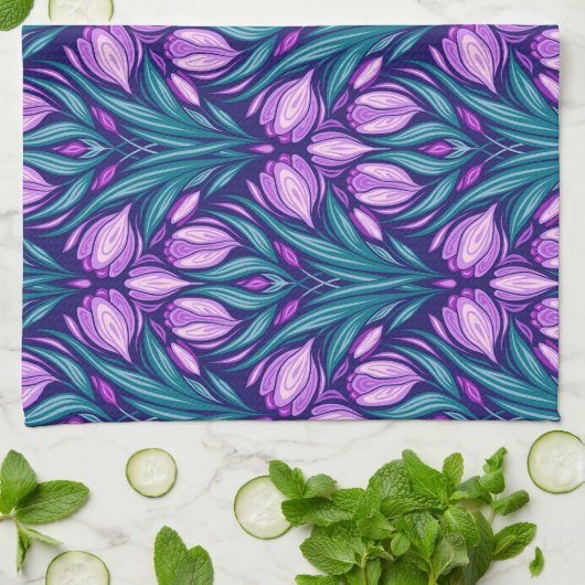 Voorjaarscrocussen Theedoek (Gevouwen)