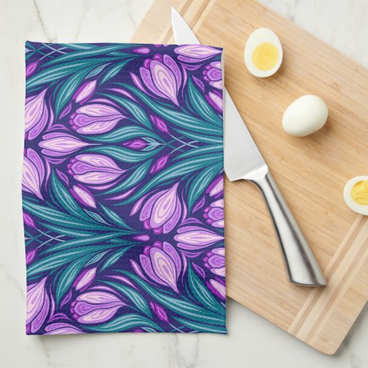 Voorjaarscrocussen Theedoek (Quarter Fold)