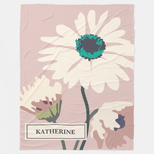 Voorjaarsdagen Modern Floral Blooms gepersonalisee Fleece Deken (Voorkant)