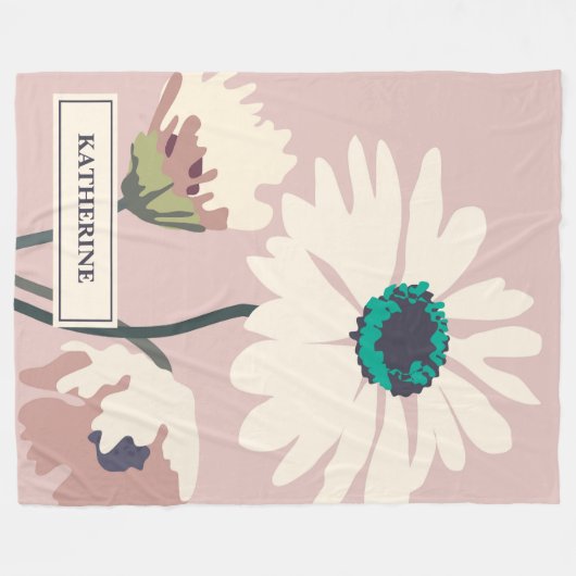 Voorjaarsdagen Modern Floral Blooms gepersonalisee Fleece Deken (Voorkant (Horizontaal))